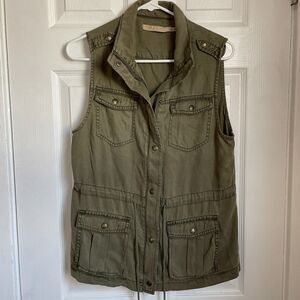 Max Jeans Green Khaki Utility Chambray Vest Women's Size S